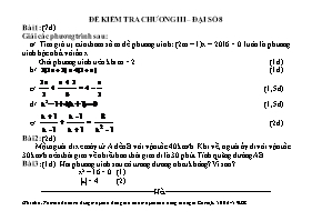 Đề kiểm tra chương III  Đại số lớp 8